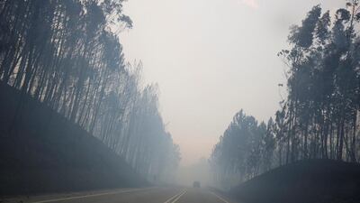 Smoke is seen on the IC8 motorway during the forest fire near Pedrogao Grande. Rafael Marchante / Reuters