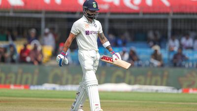 India's Virat Kohli walks back to the pavilion after being dismissed for 13. AP