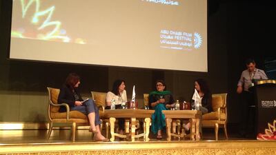 From left, Deborah Young, Hiam Abbass, Aparna Sen and Nahid Persson Sarvestani at the Heroines of the SIlver Screen seminar