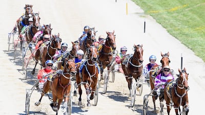 Matthew Williamson driving Spirit Of St Louis, right, wins Race 3 during the Show Day Races at Addington Raceway on Friday, November 15, in Christchurch, New Zealand. Getty