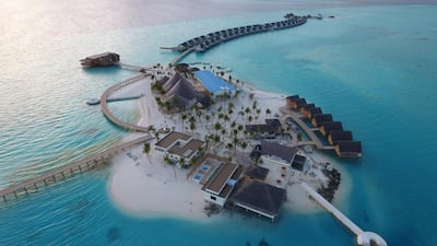 An aerial view of Maadhoo’s main island. Courtesy Ozen by Atmosphere