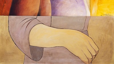 A painting by Palestinian artist Sliman Mansour. Photo: Art Cairo