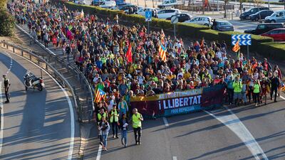 A protest march from Girona to Barcelona during the second day of the so-called 'Protest Marches for Freedom'. EPA