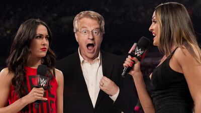 Jerry Springer and the Bella Twins. Courtesy WWE