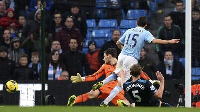 Jesus Navas scored for Manchester City during their 6-0 win over Tottenham on Sunday. Nigel Roddis / Reuters