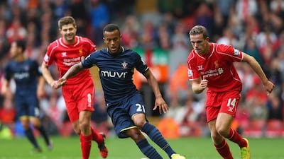 Ryan Bertrand of Southampton shown during their 2-1 loss to Liverpool in their opening Premier League match. Alex Livesey / Getty Images / August 17, 2014