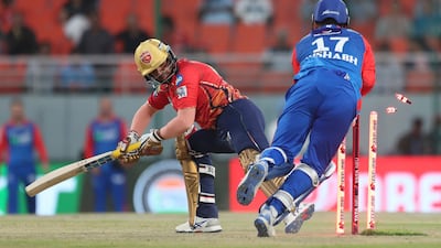 Delhi Capitals' wicketkeeper Rishabh Pant stumps Punjab Kings' Jitesh Sharma. AP
