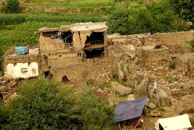 Houses damaged by the earthquake in the Nurgal district in Kunar province, eastern Afghanistan. AFP