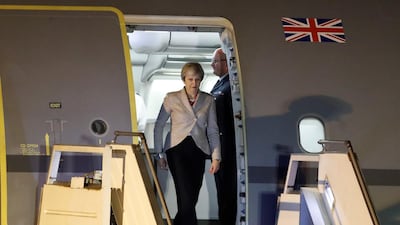 British Prime Minister Theresa May arrives at the Ezeiza International Airport. EPA