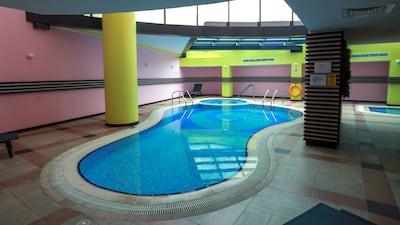 The swimming pool in the building