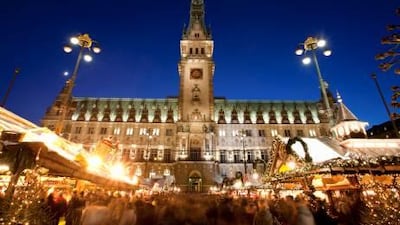 A Christmas market near City Hall, Hamburg. Fairmont Hotels and Resorts is offering festive packages in the German city. Getty Images / Gallo Images