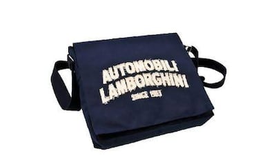Made from corduroy, this large shoulder bag lacks the flair associated with Lamborghini.