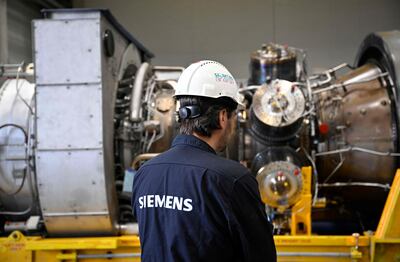 The turbine in question was repaired by Siemens in Canada before being shipped back to Europe. AFP
