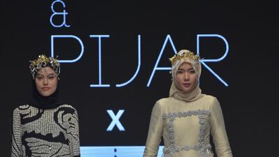 Embroidered creations by Khanaan. AFP