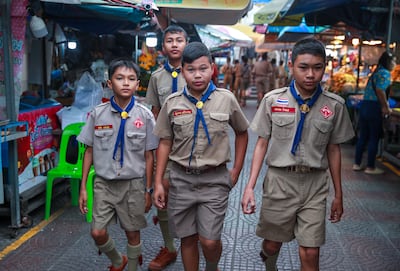 Thai Boy Scouts at the Amphawa floating market, Mae Khlong, Thailand. Victor Besa / The National