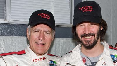 Television host Alex Trebek and actor Keanu Reeves attend the 33rd Annual Toyota Pro/Celebrity Race on April 18, 2009 in Long Beach, California. Getty Images