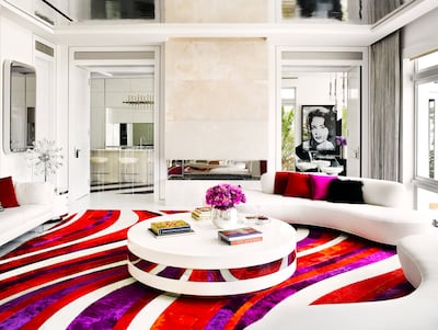 The living room at Tommy Hilfiger's Miami home. Photo: Martyn Lawrence Bullard