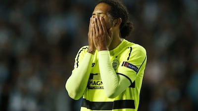 Celtic's Virgil van Dijk reacts during the team's Champions League exit on Tuesday to Malmo in Sweden. Andrew Boyers / Action Images / Reuters / August 25, 2015