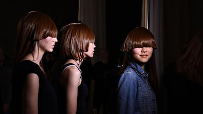 Models pose backstage at the VFILES fashion show during Fall 2016 New York Fashion Week at Spring Studios in New York City. Ilya S Savenok / Getty Images / AFP
