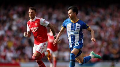 Karoru Mitoma 9: On receiving end of nasty shoulder challenge to the head by Martinelli in first half. Skinned White before setting up chance for Enciso later in half. Left same player for dead in run-up to Brighton’s goal and tormented White throughout. Getty