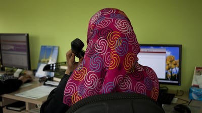 The 800-4673 helpline is available in Arabic and English. Razan Alzayani / The National