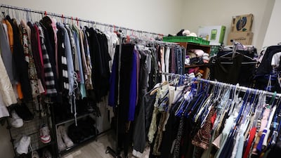 A walk-in closet