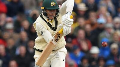 Australia's Marnus Labuschagne plays a shot on the first day. AFP