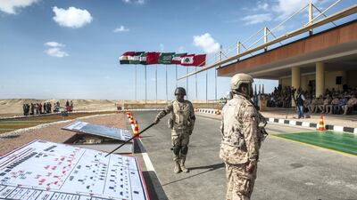 Army officers show the audience their battle plan on a large-scale map. AFP