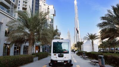 A driverless vehicle in Business Bay, Dubai Photo courtesy: RTA