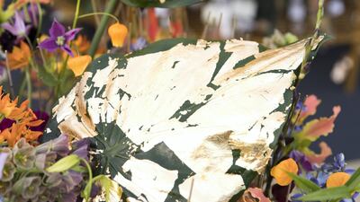 Tamas Mezoffy of Hungary's floral arrangements at Dubai International Flower Festival. Reem Mohammed / The National