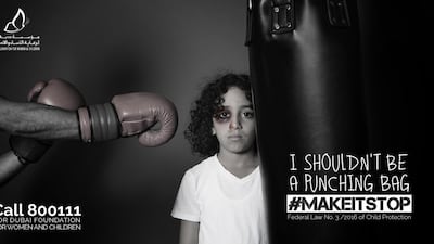 An anti-abuse campaign poster from the Dubai Foundation for Women And Children.