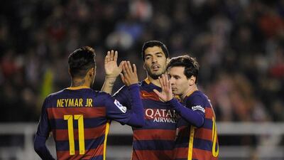 Barcelona forwards Neymar, Luis Suarez, and Lionel Messi are likely to cause problems for Getafe. Denis Doyle / Getty Images