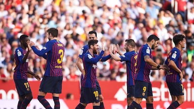 There was a lot for Barcelona to celebrate in their win over Sevilla. Reuters