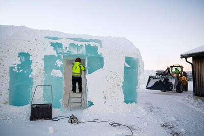 Ice sculpting in action as Icehotel 33 takes shape in Swedish Lapland's sub-zero temperatures. AFP