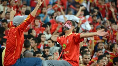 Al Ahly fans get into the spitirt of the CAF Confederation Cup. Khaled Desouki / AFP