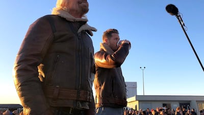 Richard Branson watches the takeoff of Virgin Galactic’s carrier airplane carrying a space tourism rocket plane toward space from Mojave Air and Space Port in Mojave. Reuters