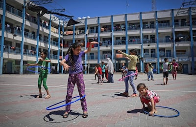Children play at a school run by UNRWA. AFP