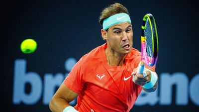 Rafael Nadal hits a return on Sunday. AFP