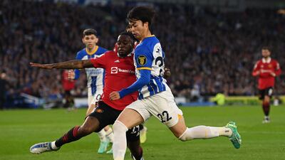 Aaron Wan-Bissaka 7: Usually excellent in one v ones, but work cut out against Mitoma in a fascinating battle. Cleared a 21st minute cross away. Left his position to attack at the end of the first half. Nutmegged by Gilmour. AFP