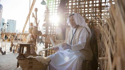 A man demonstrates traditional weaving at Qasr Al Hosn fort, on the opening day of the Qasr Al Hosn Festival 2015. Silvia Razgova / Crown Prince Court — Abu Dhabi