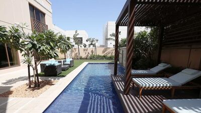 The private swimming pool in the 5 bedroom villa. Work is currently underway on a second phase of 197 homes to be completed by the second quarter of 2016. Pawan Singh / The National