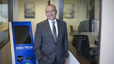 Bassem Al Kasser, chief executive of FMS Tech, which launched its Driver Merit System robot at the Abu Dhabi International Petroleum Exhibition and Conference last week. Mona Al Marzooqi / The National
