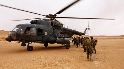 Iraqi Special Forces participate in the "Solid Will" military operation against ISIS militants in the desert of Anbar, Iraq.