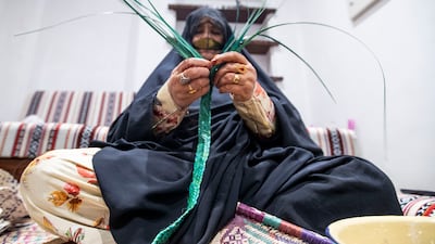 Al khoos is a traditional Emirati handicraft of hand-weaving palm leaves.