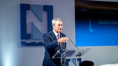 Gavin Esler speaking at the event.