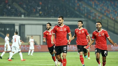 Al Ahly's Amr El Soleya celebrates his goal. AFP