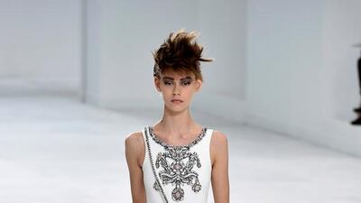 An example of the moulded ivory gowns at Chanel. Pascal Le Segretain / Getty Images