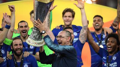 Maurizio Sarri led Chelsea to Europa League victory, which proved to be his first major trophy as a manager. Shaun Botterill / Getty Images