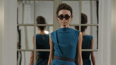 Victoria Beckham subtly upped the ante with her successful collection, which included body-hugging dresses with folded panels.