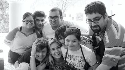 Artists with Wemmy De Maaker, the studio's founder, before the space shut down. Mawaheb